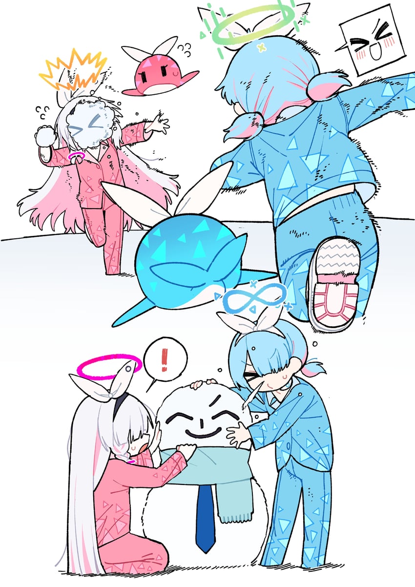 sensei, doodle sensei, arona, and plana (blue archive) drawn by je_o_mo