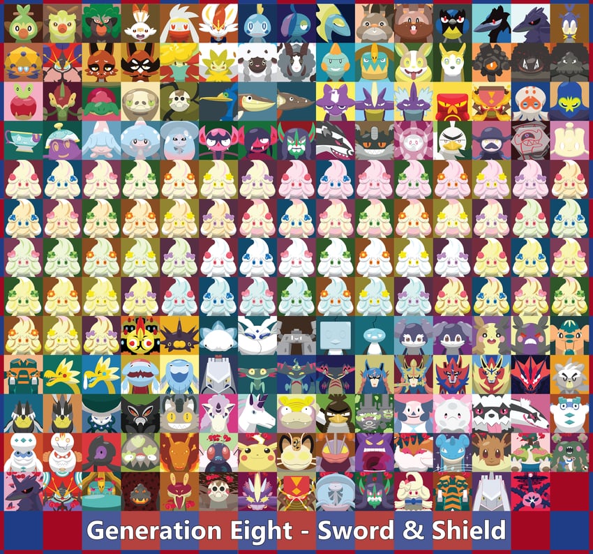 pikachu, eevee, charizard, gengar, morpeko, and 130 more (pokemon) drawn by shawn_flowers