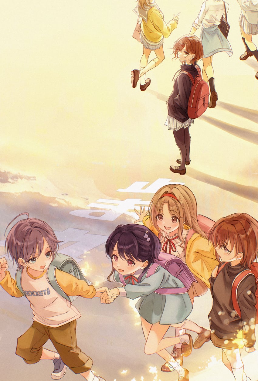 higuchi madoka, asakura toru, fukumaru koito, and ichikawa hinana (idolmaster and 1 more) drawn by sushizanmai_(sorahaaoi7)