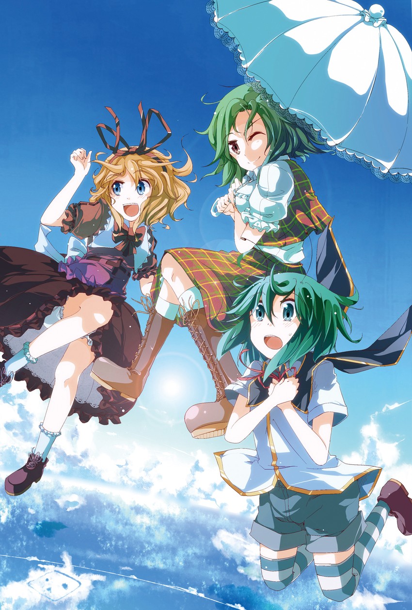 kazami yuuka, wriggle nightbug, and medicine melancholy (touhou and 1 more) drawn by aoi_kujira