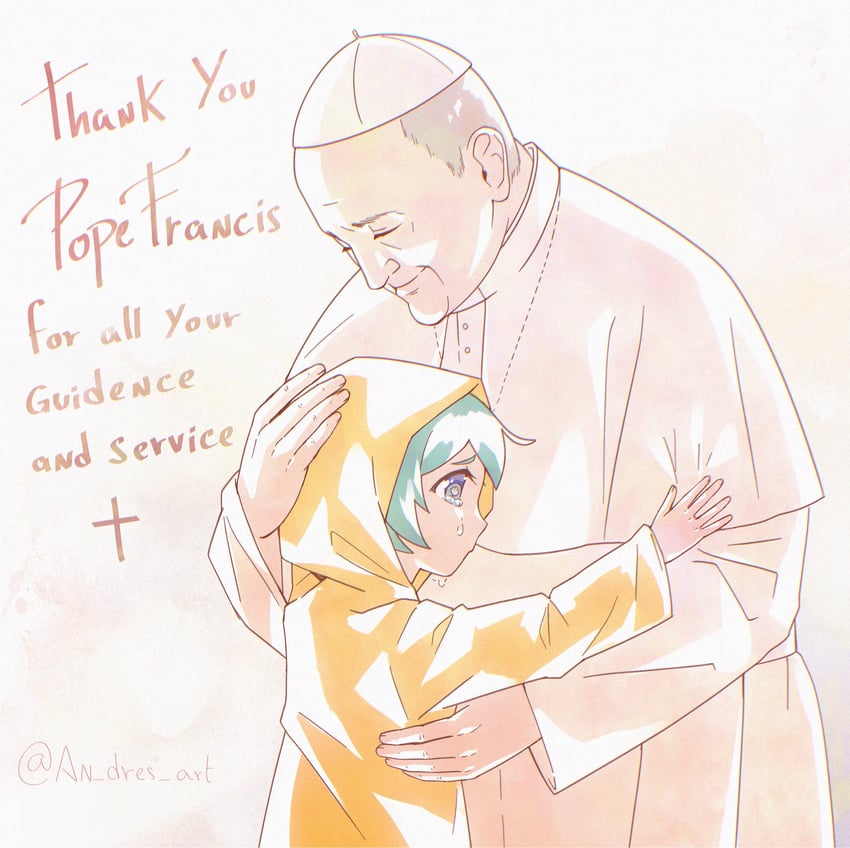 luce and pope francis (real life and 1 more) drawn by an_dres_art