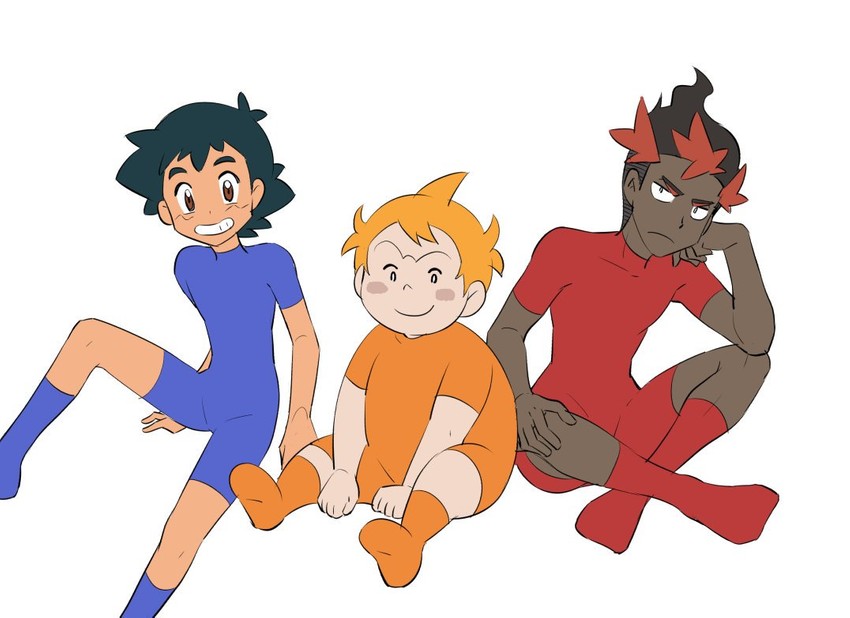 ash ketchum, kiawe, and sophocles (pokemon and 1 more) drawn by djmn_c