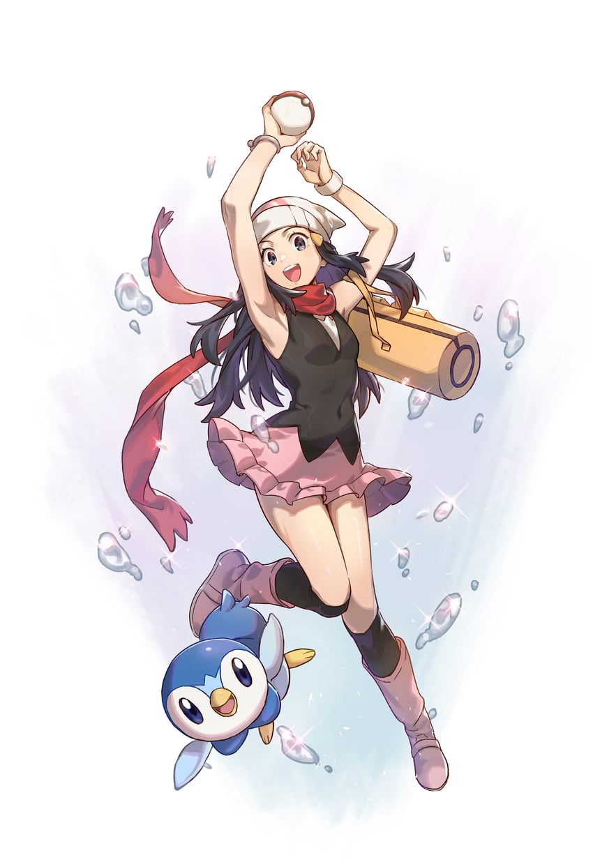 dawn and piplup (pokemon and 1 more) drawn by rekari_(rekari628)