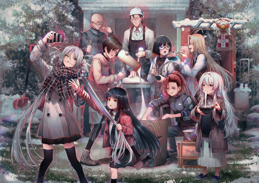 kamikoshi sorawo, nishina toriko, kozakura, urumi luna, seto akari, and 3 more (urasekai picnic) drawn by shirakaba
