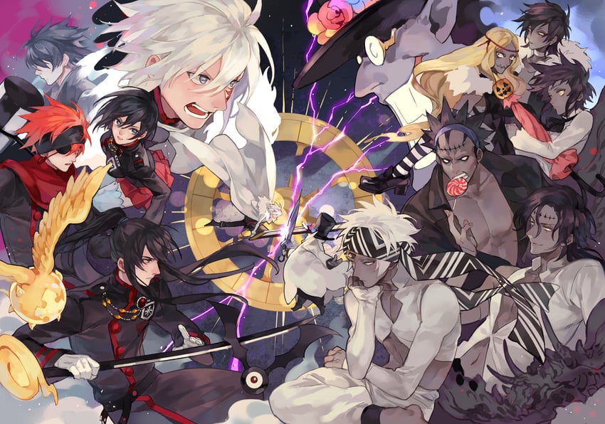 lenalee lee, allen walker, kanda yuu, lavi, timcanpy, and 7 more (d.gray-man) drawn by masa_ashe