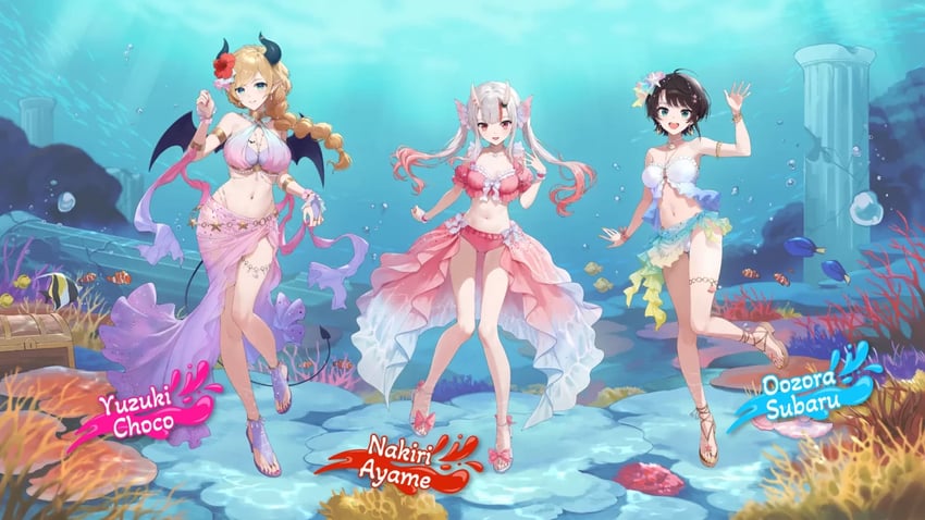 oozora subaru, nakiri ayame, and yuzuki choco (hololive) drawn by ekao