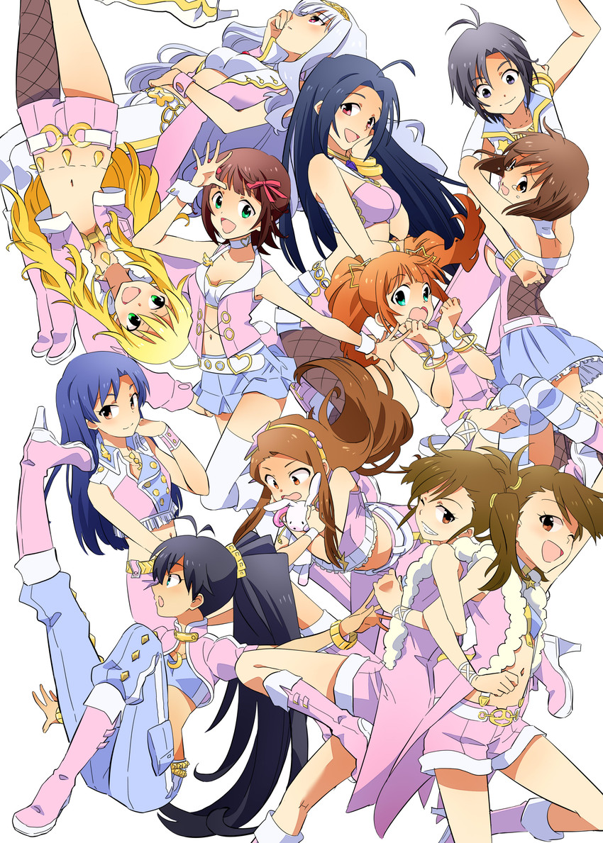 hoshii miki, kisaragi chihaya, amami haruka, kikuchi makoto, shijou takane, and 7 more (idolmaster) drawn by kuru_(wagaya60)