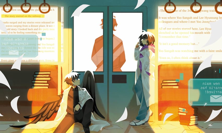 kim dokja, yoo joonghyuk, and han sooyoung (omniscient reader's viewpoint) drawn by eggtuna