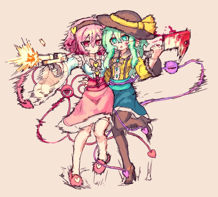 komeiji koishi and komeiji satori (touhou) drawn by rampa93