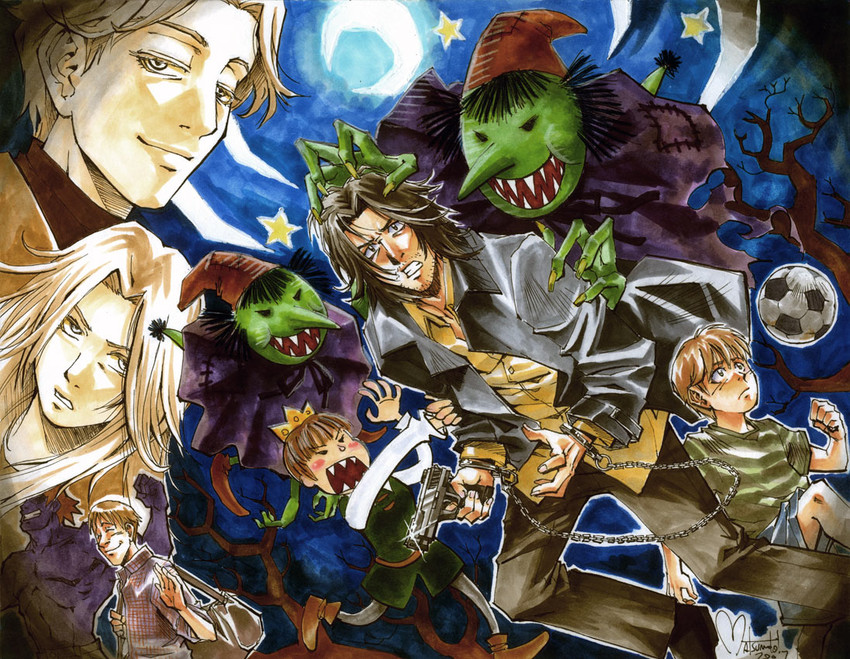 johan liebert, tenma kenzou, anna liebert, wolfgang grimmer, the monster without a name, and 2 more (monster) drawn by nina_matsumoto