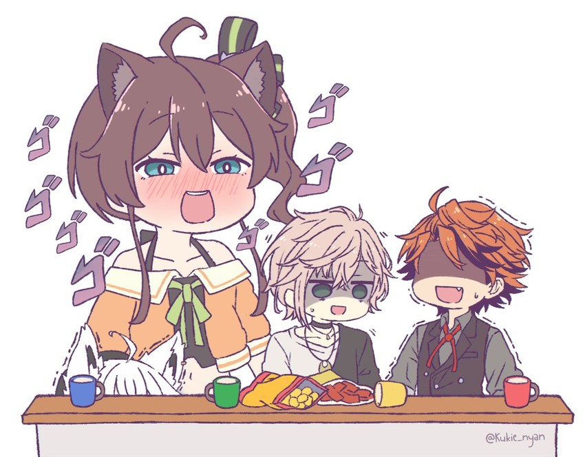 shirakami fubuki, natsuiro matsuri, yukoku roberu, and rikka (hololive and 2 more) drawn by kukie-nyan