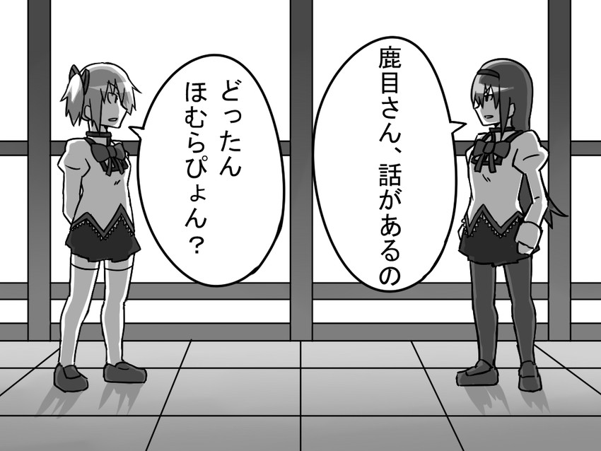 akemi homura and kaname madoka (mahou shoujo madoka magica) drawn by gogiga_gagagigo