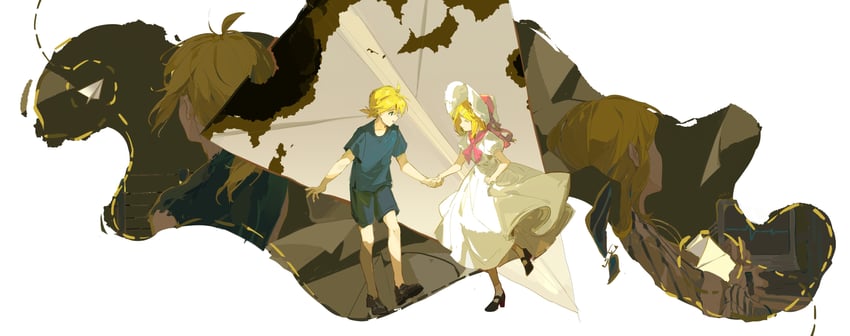 kagamine rin and kagamine len (vocaloid and 1 more) drawn by irple