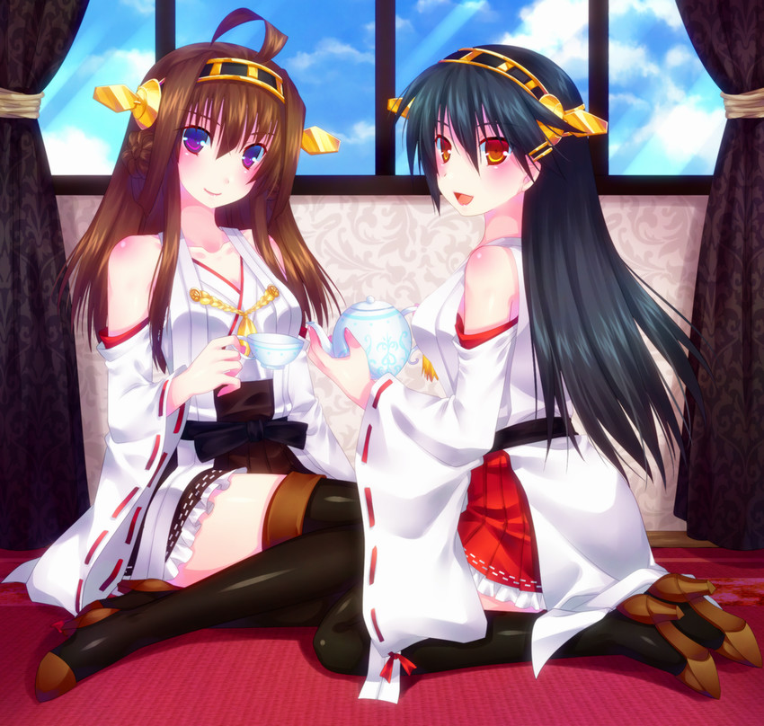 kongou and haruna (kantai collection) drawn by door_to_heaven