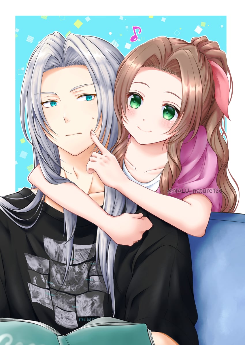 aerith gainsborough and sephiroth (final fantasy and 3 more) drawn by nalu