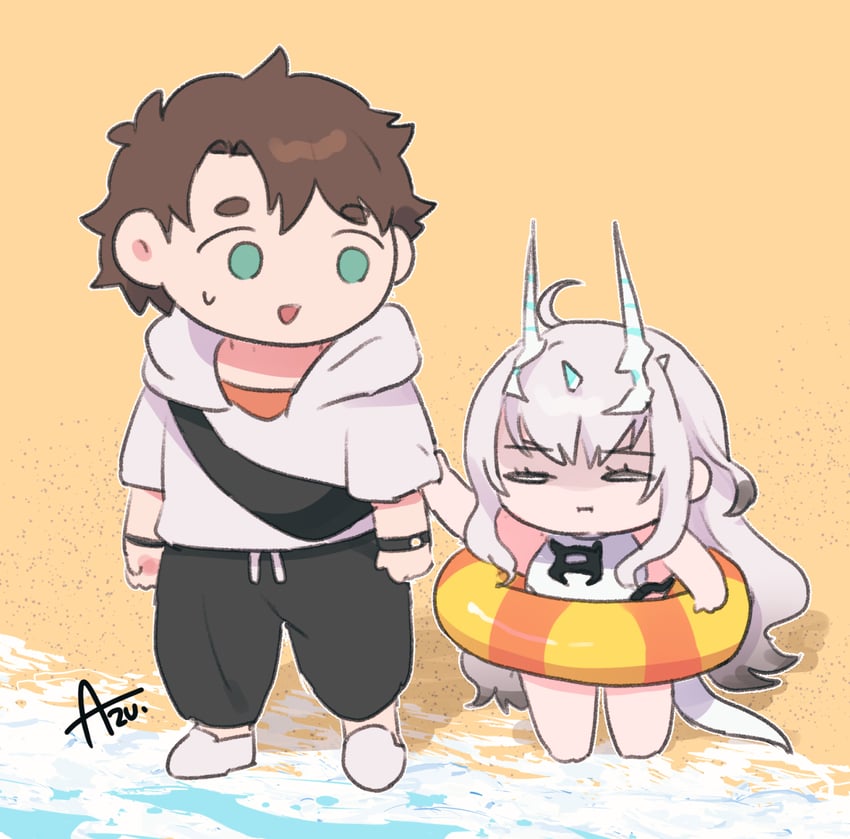 fujimaru ritsuka and melusine (fate and 1 more) drawn by azu_(kirara310)