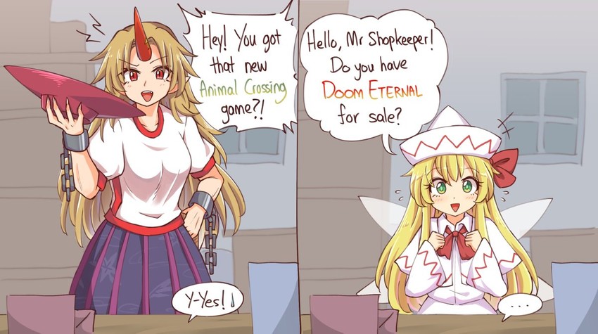hoshiguma yuugi and lily white (touhou) drawn by wool_(miwol)