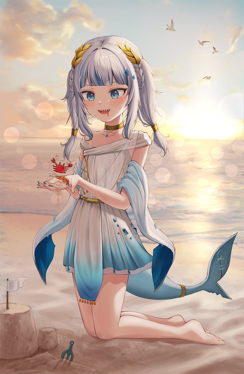 gawr gura and ebi-chan (hololive and 1 more) drawn by bukkuming