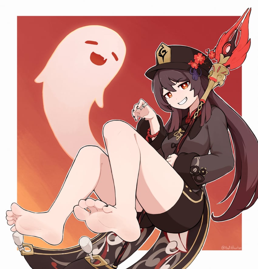 hu tao and boo tao (genshin impact) drawn by softhanten