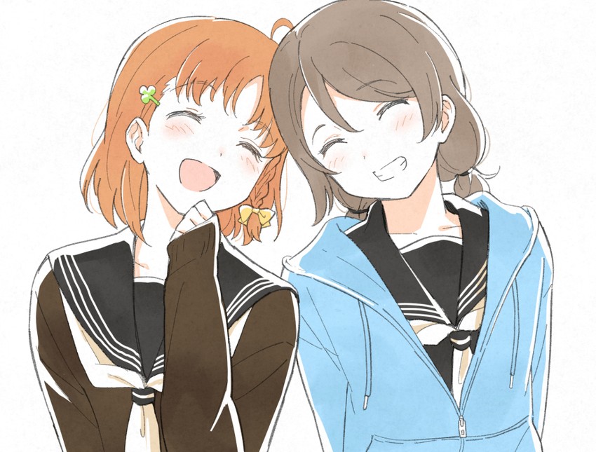 watanabe you and takami chika (love live! and 1 more) drawn by shibasaki_shouji