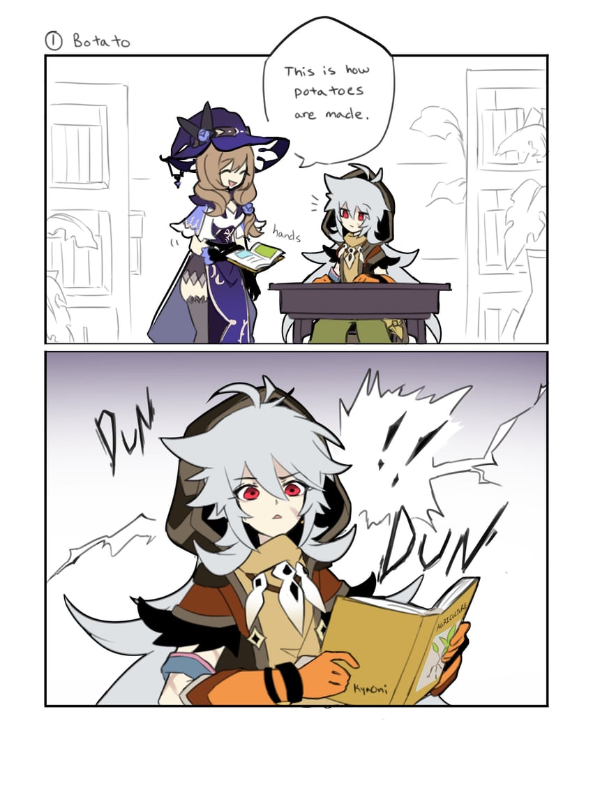 lisa and razor (genshin impact) drawn by kyaoni