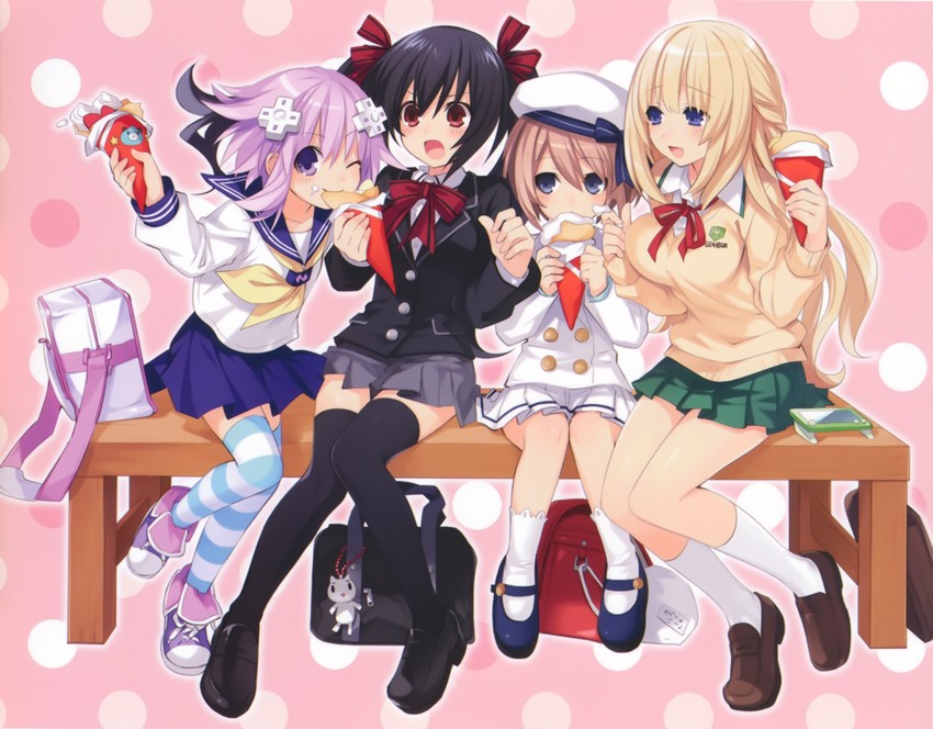 neptune, noire, blanc, vert, and dogoo (neptune) drawn by tsunako