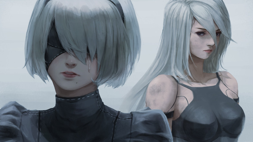 2b and a2 (nier and 1 more) drawn by allen_hsieh