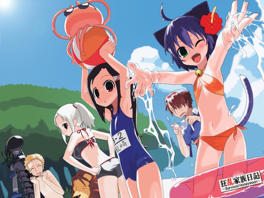 midarezaki kyouka, midarezaki gekka, midarezaki chika, midarezaki yuuka, midarezaki ouka, and 3 more (kyouran kazoku nikki) drawn by x6suke