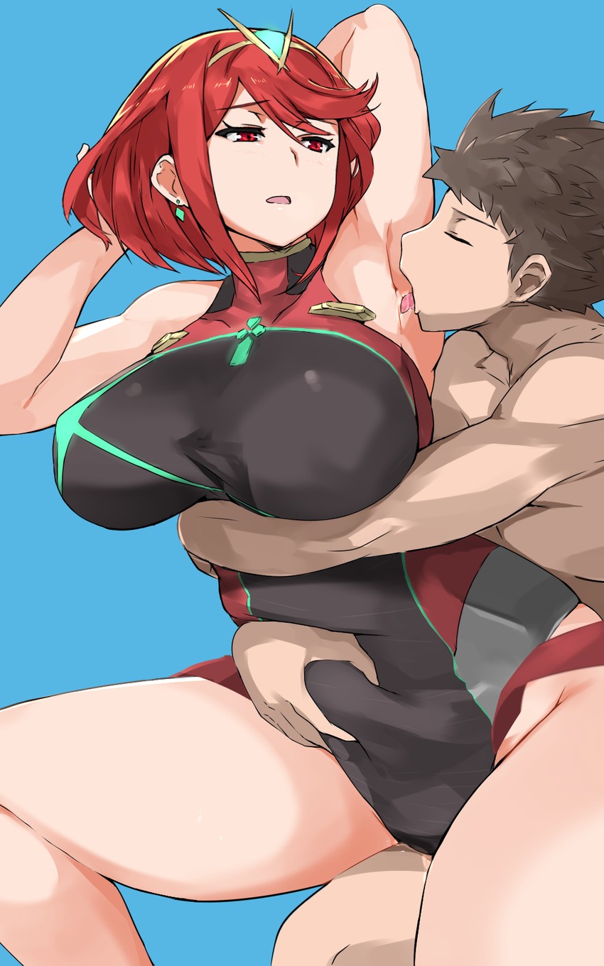 rex and pyra (xenoblade chronicles and 1 more) drawn by cafekun