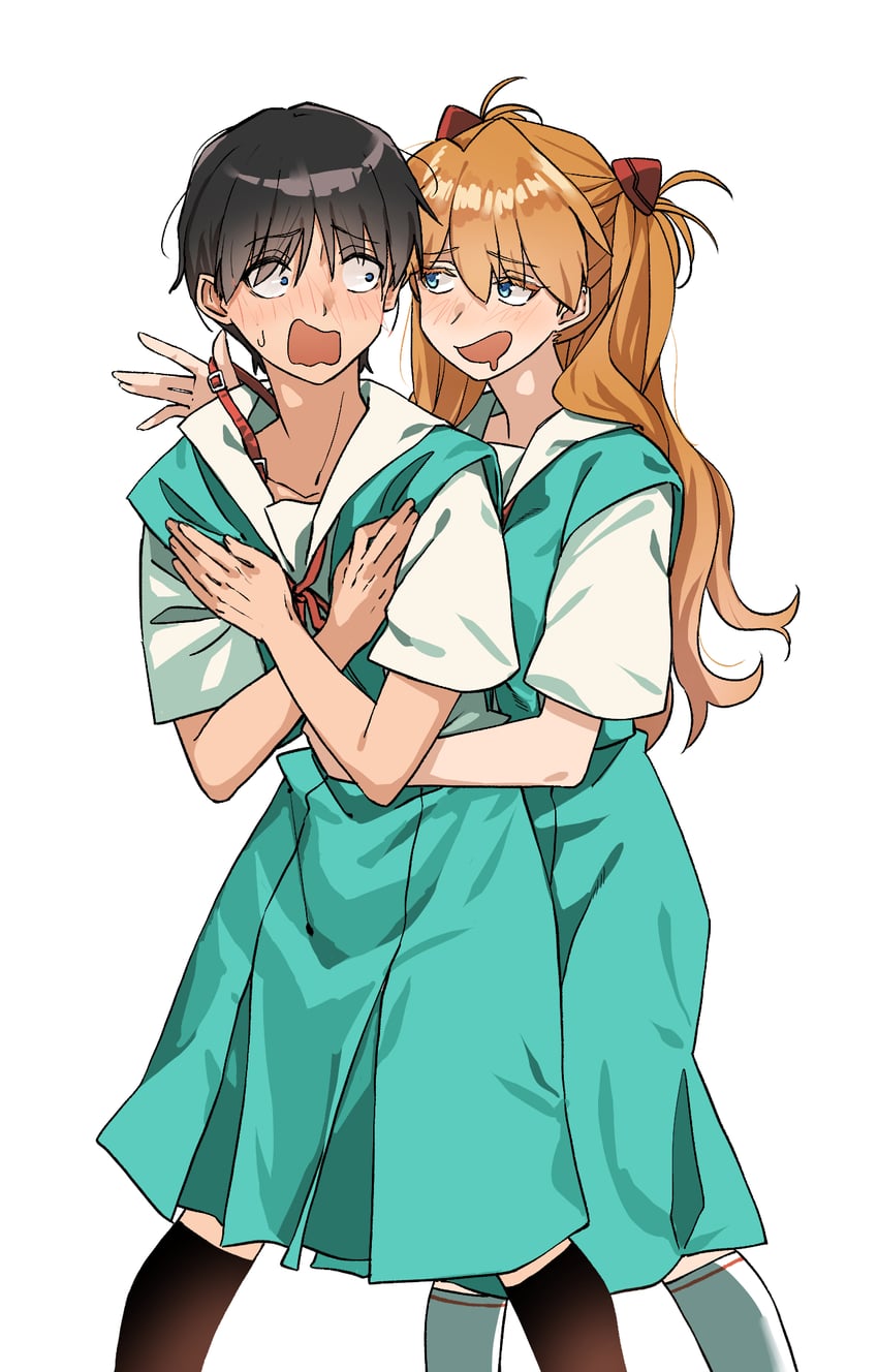 souryuu asuka langley and ikari shinji (neon genesis evangelion) drawn by kookoo_(haggendazkook)