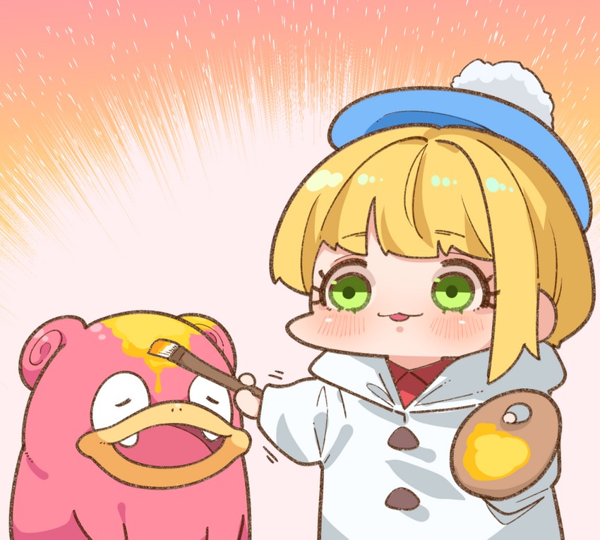 gloria, miyamoto frederica, and slowpoke (pokemon and 3 more) drawn by takato_kurosuke