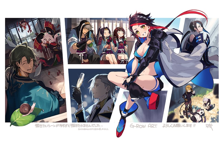 zain, amane, hyoha, rochelle, glanz, and 6 more (phantom of the kill and 1 more) drawn by shiro_(castle.gumi)