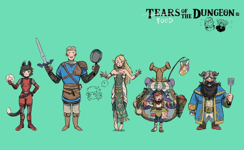 link, princess zelda, marcille donato, laios touden, senshi, and 5 more (the legend of zelda and 2 more) drawn by shuangshuanghao