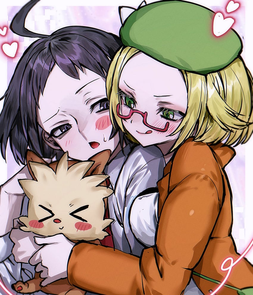 bianca, cheren, and lillipup (pokemon and 1 more) drawn by nakiyu