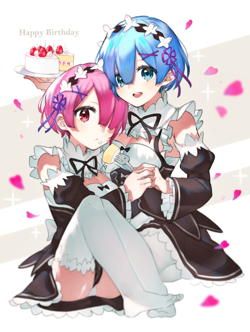 rem and ram (re:zero kara hajimeru isekai seikatsu) drawn by yoshihiro_(yoshihiro12190)