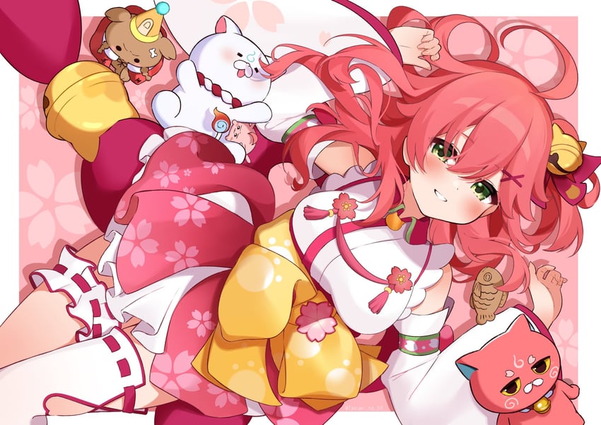 sakura miko, inugami korone, 35p, and kintoki (hololive) drawn by takumin_dx