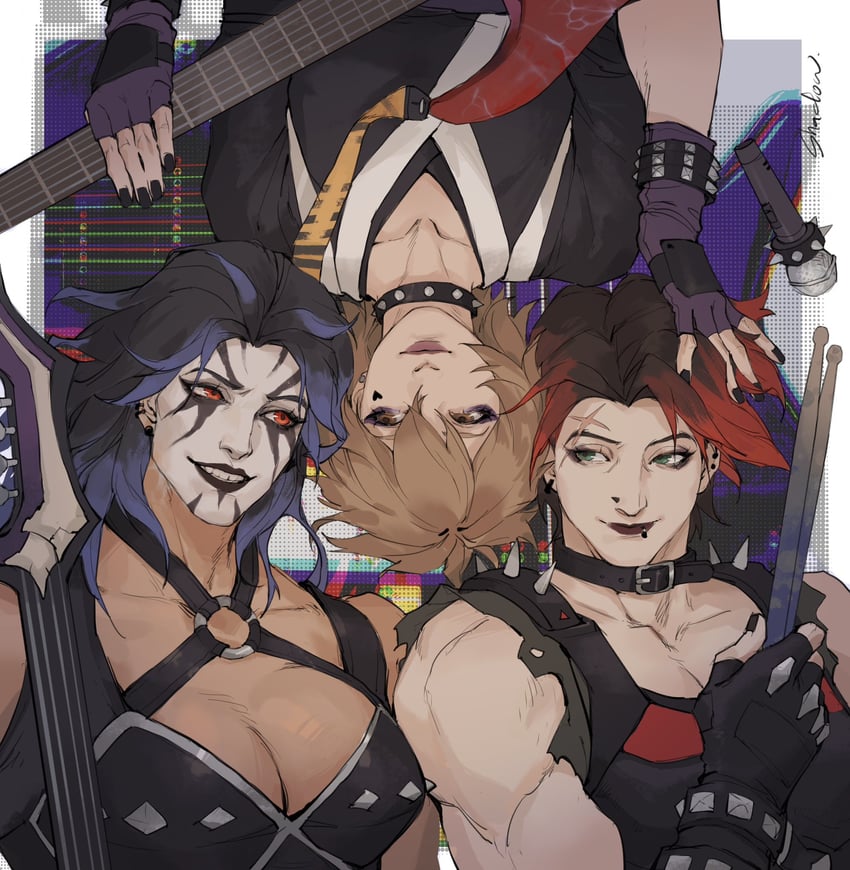 kiriko, zarya, junker queen, industrial zarya, visual kei kiriko, and 1 more (overwatch and 1 more) drawn by shadowyahaha