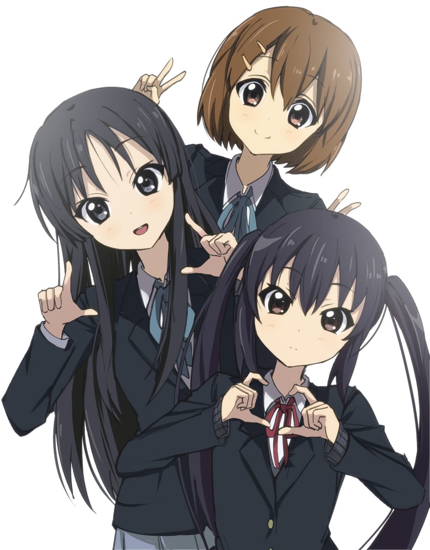 akiyama mio, nakano azusa, and hirasawa yui (k-on!) drawn by onmoynn