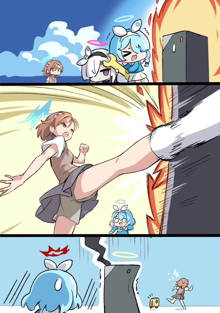 misaka mikoto, arona, and plana (blue archive and 2 more) drawn by hm_(hmongt)