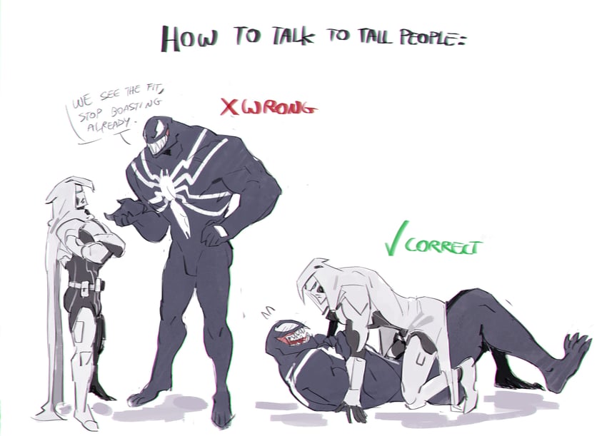 venom and moon knight (marvel and 2 more) drawn by simi_(woahsharpteef)