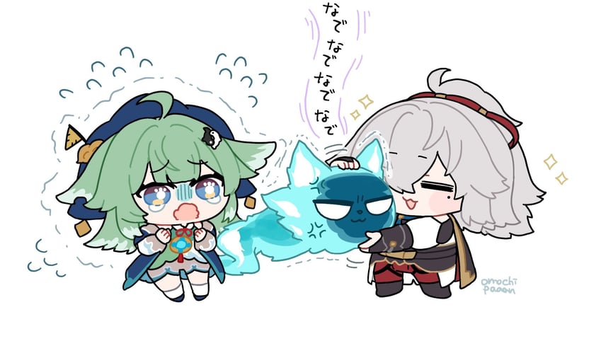 jing yuan, huohuo, and tail (honkai and 1 more) drawn by omochi_binta