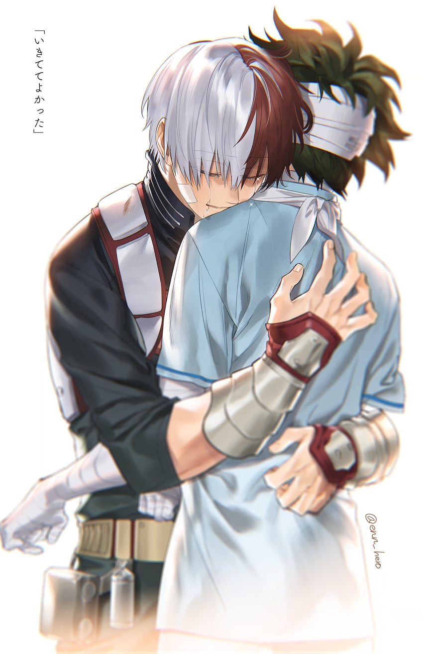 midoriya izuku and todoroki shoto (boku no hero academia) drawn by sennen_suisei