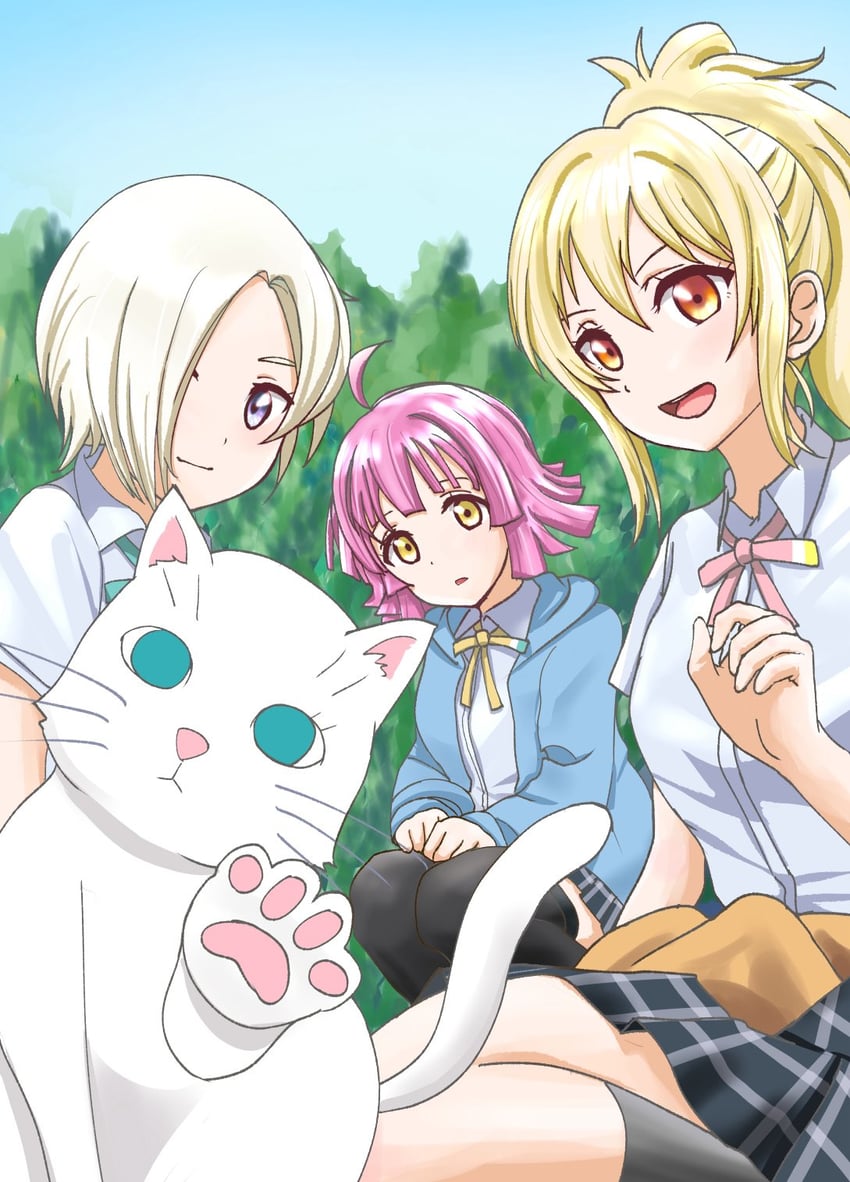 tennoji rina, miyashita ai, mia taylor, and hanpen (love live! and 1 more) drawn by urusiyamaxdane1