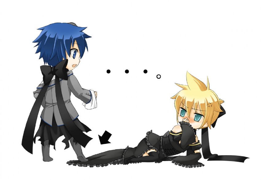 kagamine len and kaito (vocaloid and 1 more) drawn by shimada_(pretz)