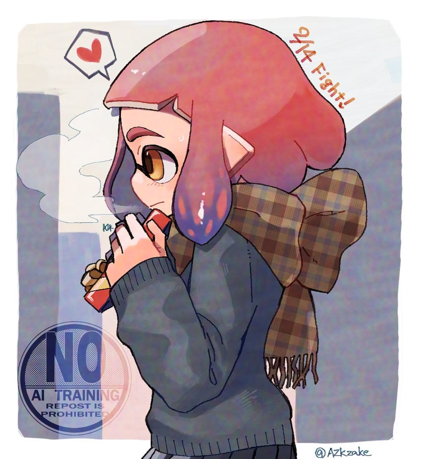 inkling player character and inkling girl (splatoon) drawn by azkrock