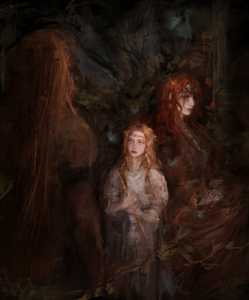 malenia blade of miquella, miquella, and radagon of the golden order (elden ring) drawn by all_lee24