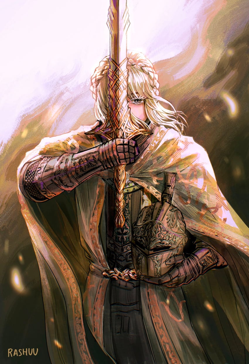 needle knight leda (elden ring and 1 more) drawn by rashuu
