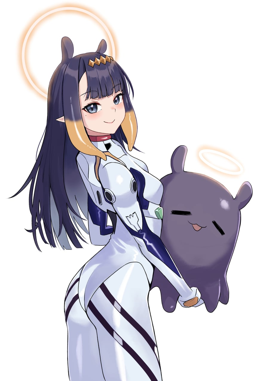 ninomae ina'nis, ayanami rei, and takodachi (hololive and 2 more) drawn by chrispy_tuna