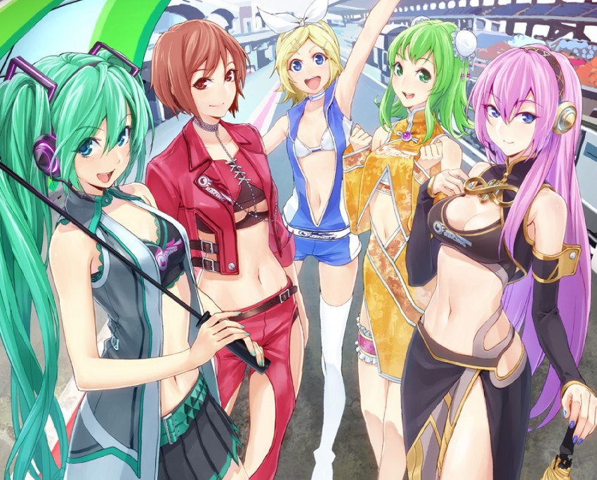 hatsune miku, kagamine rin, megurine luka, meiko, gumi, and 1 more (vocaloid and 2 more) drawn by yahako