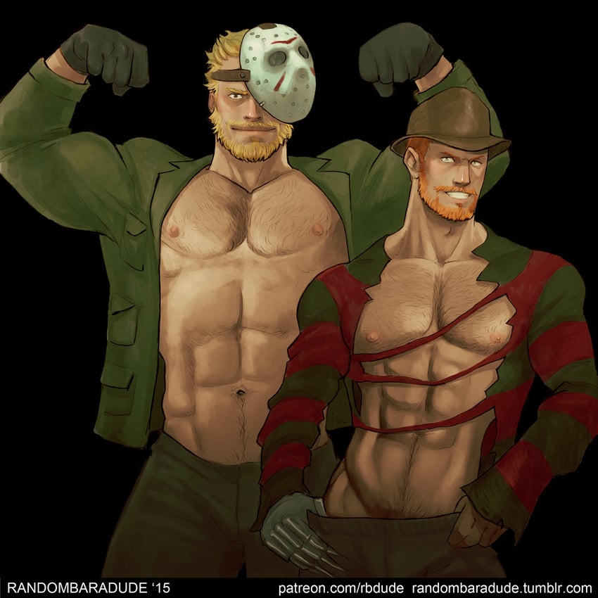 jason voorhees and freddy krueger (friday the 13th and 1 more) drawn by randombaradude